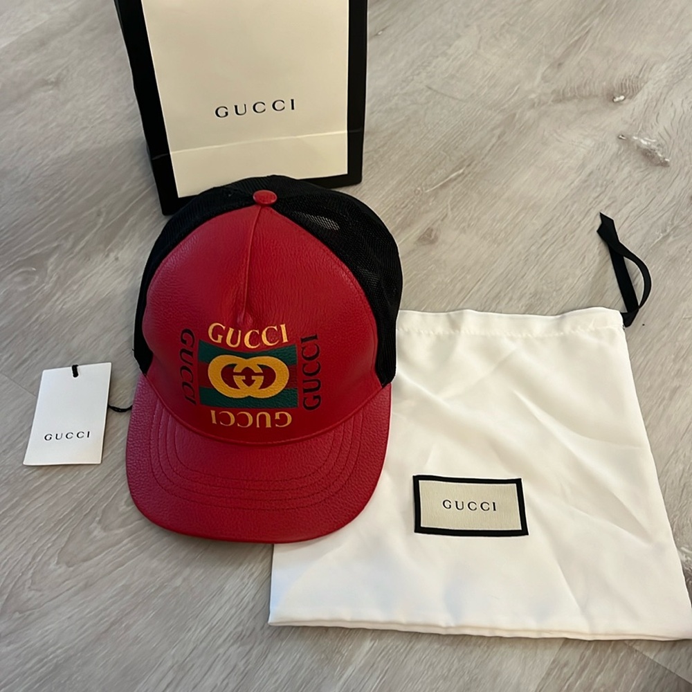 GUCCI Leather Logo Hat